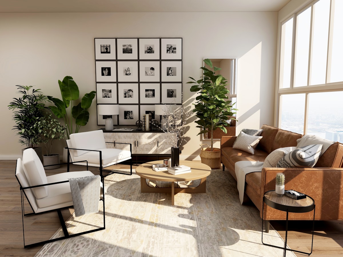 Modern living room with neutral tones